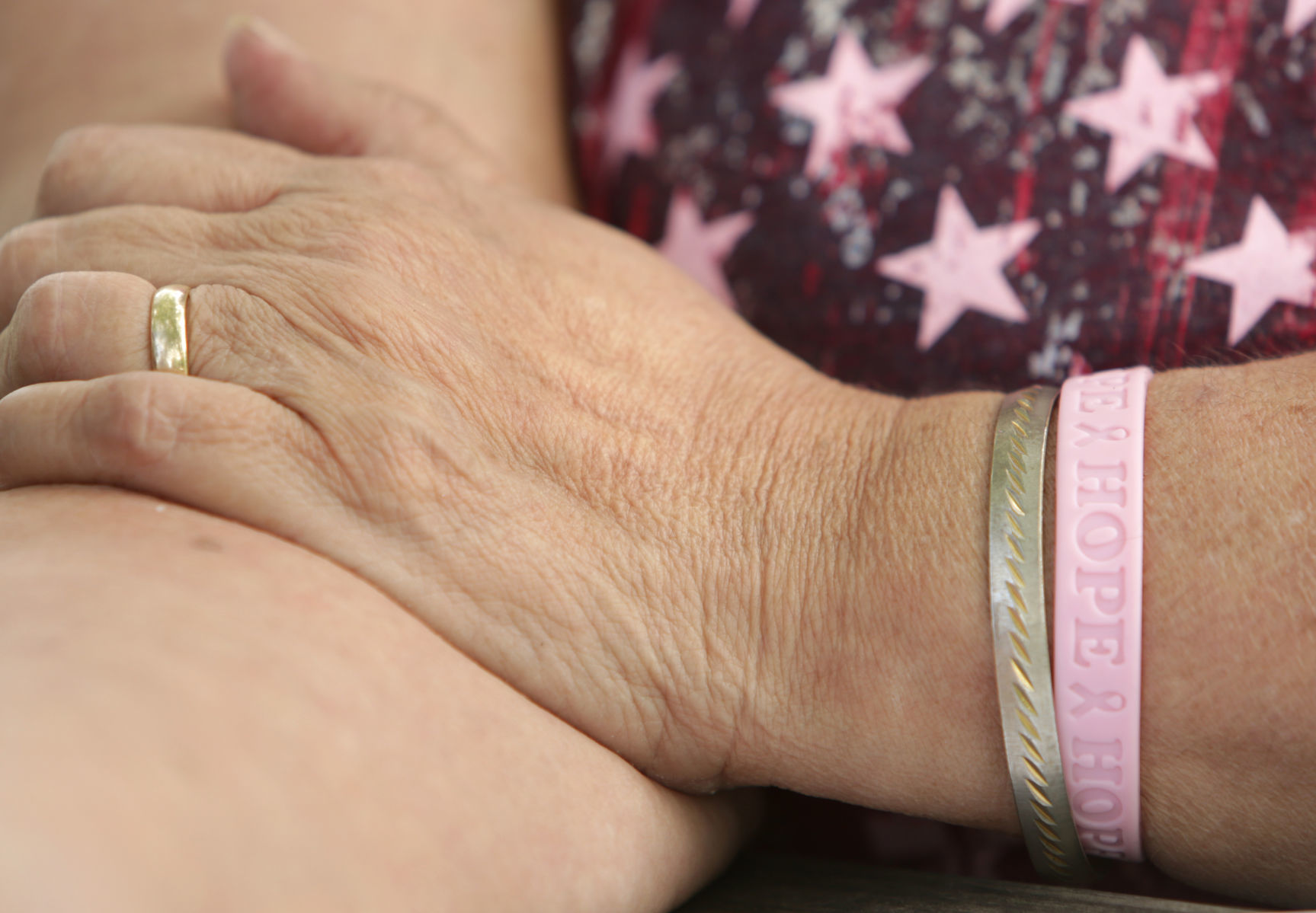 Sally's hand, bracelet